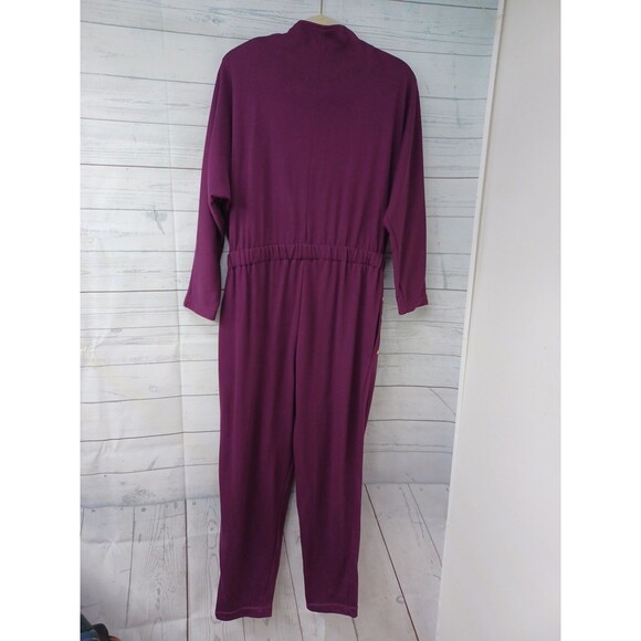 Styles To Go Jumpsuit Burgundy Purple Long Sleeve Stretch Studded Sz M - Picture 5 of 7